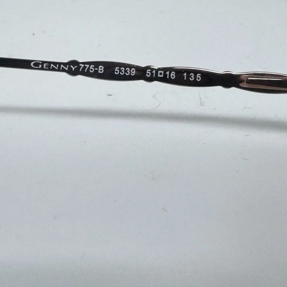 Genny 775-B 5339‎ Eyeglasses Frames Brown Rectangular Full Wire No Lens H1241